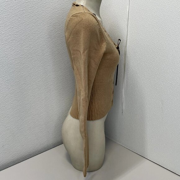 NEW FRANKIES BIKINIS X BELLA HADID Women’s Texas Knit Cardigan – Brown – Size L - Picture 9 of 9